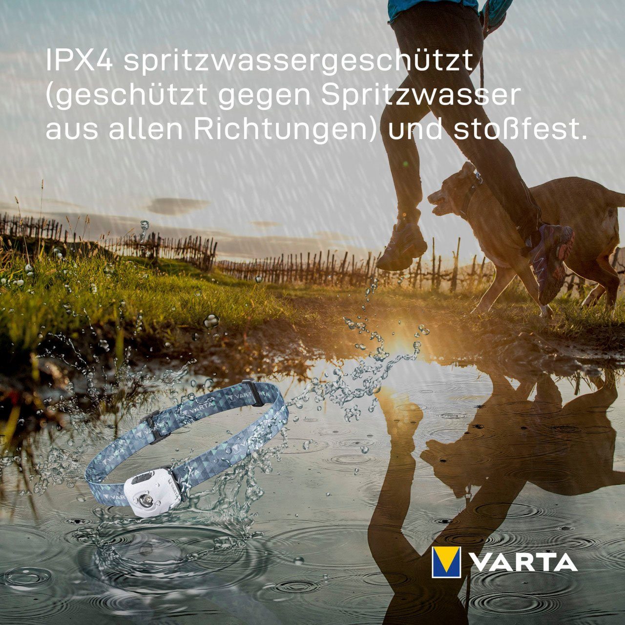 VARTA Kopflampe Outdoor Sports (Packung, Tastensperre H30R Stirnleuchte mit Speicherfunktion und 1-St), aufladbare Ultralight