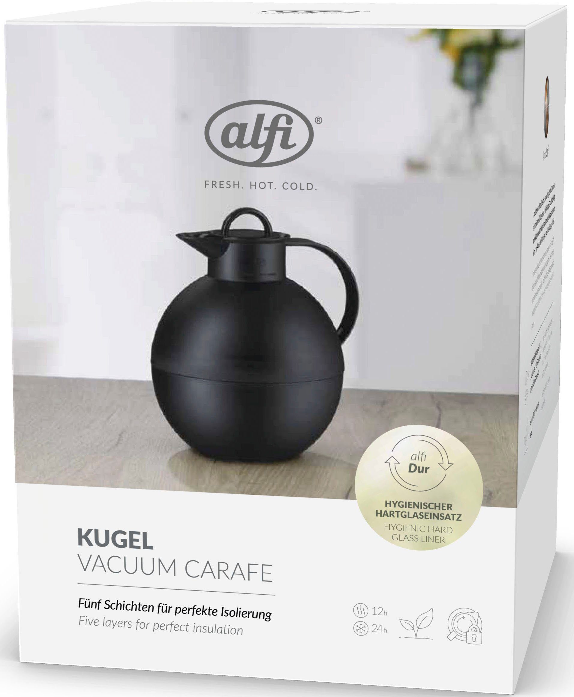 Alfi Isolierkanne KUGEL, 0,94 für grey l, Kunststoff, Glas, AromaSafe® mat Genuss puren mit desert