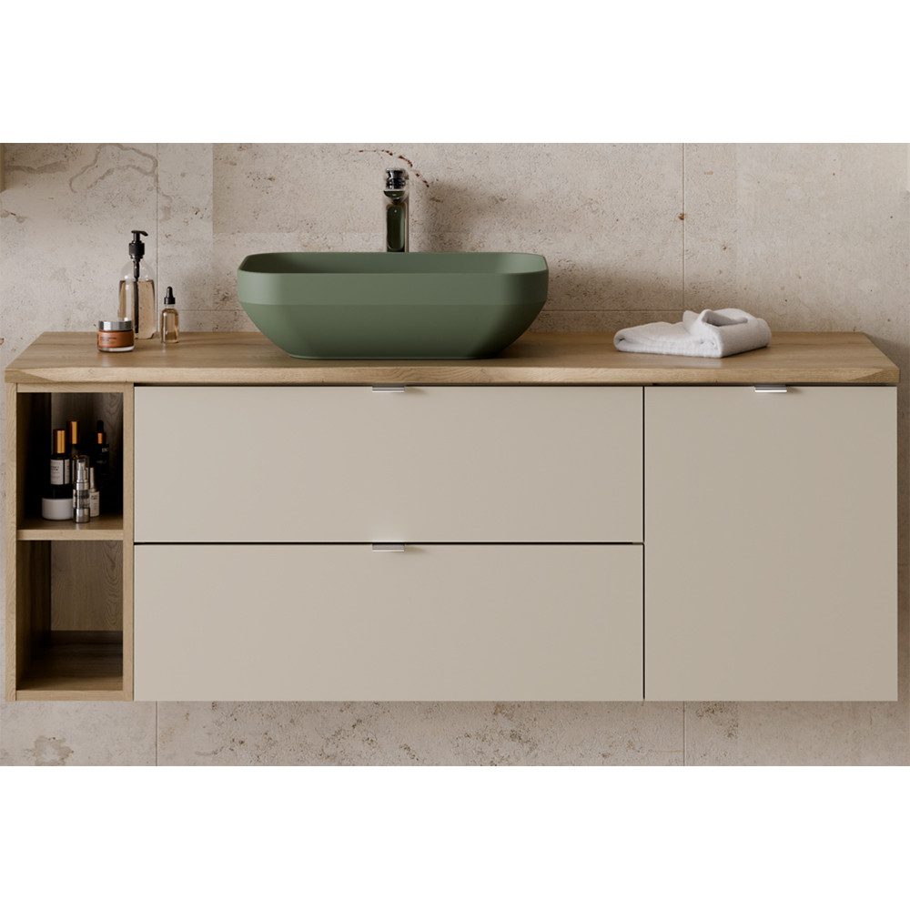 Lomadox Waschtisch DURANGO-56, in Kaschmir und Eiche, inkl. Wäschekorb günstig online kaufen