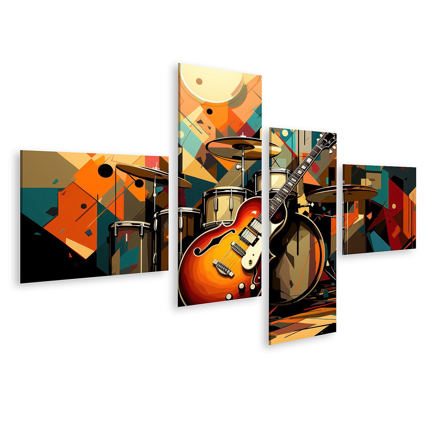 islandburner Leinwandbild Malerei Gitarre Schlagzeug Bühne Malerei Gitarre Schlagzeug Bilder