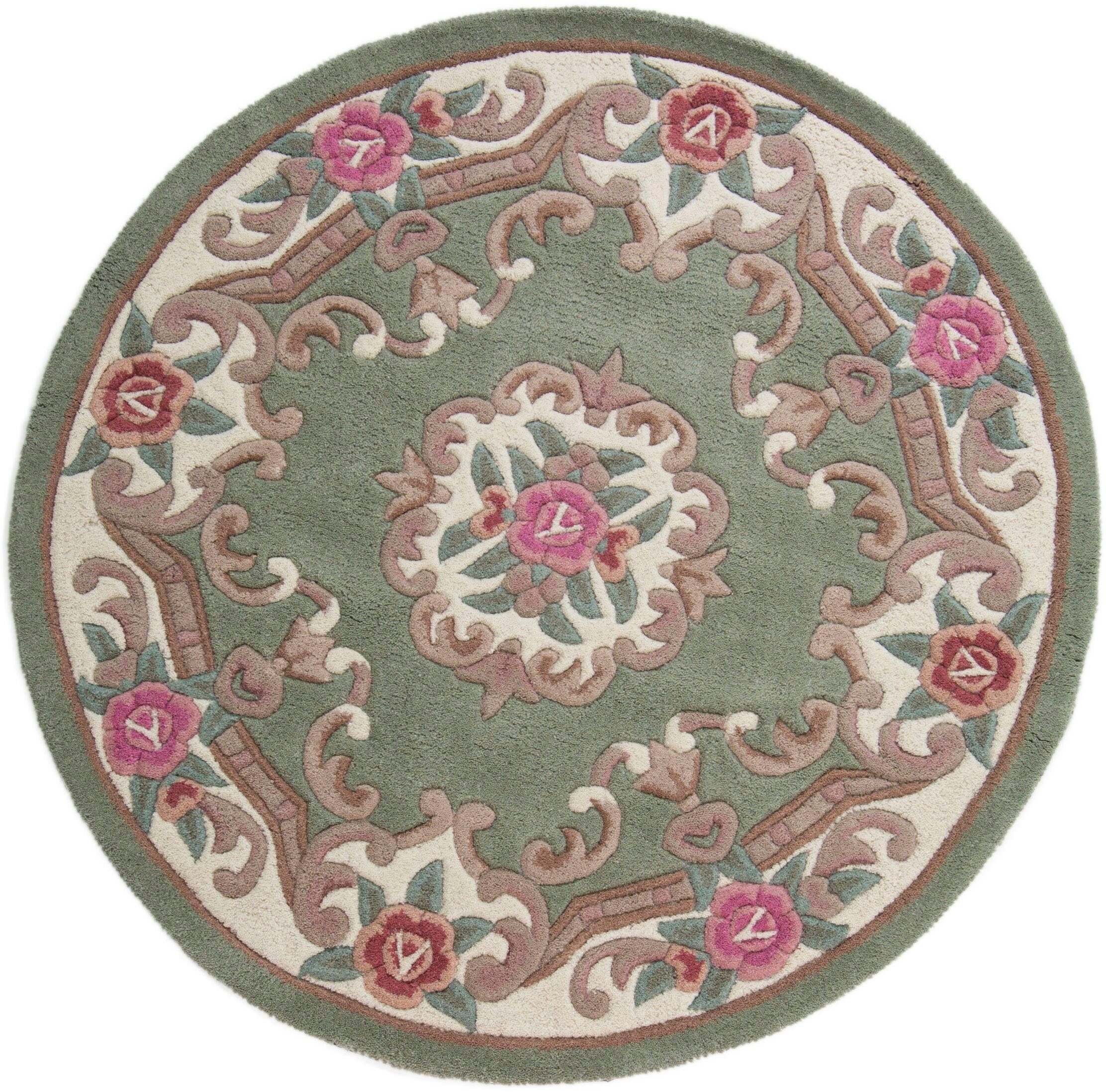 FLAIR RUGS Wollteppich Aubusson, rund, Höhe: 10 mm, Wolle, Teppich, Wohnzimmer, Schlafzimmer, Esszimmer