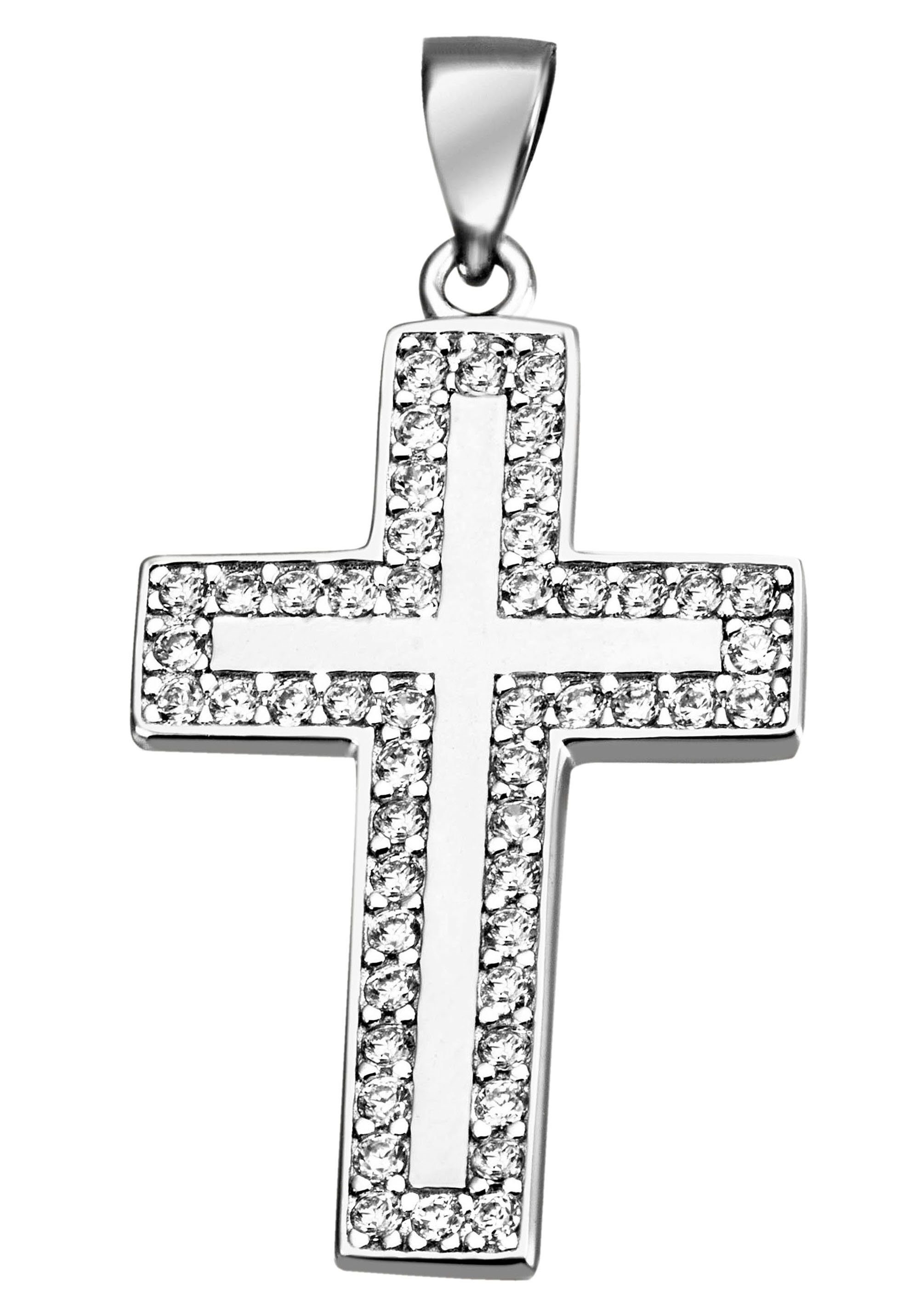 Firetti Kettenanhänger Schmuck Geschenk Silber 925 Halsschmuck Anhänger Kreuz, mit Zirkonia (synth)