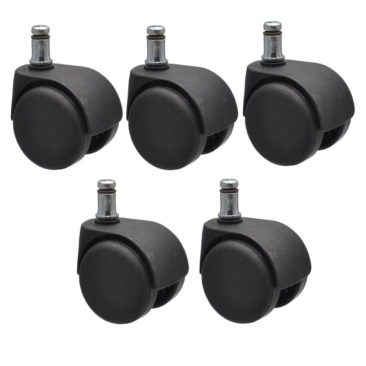 WAGNER design yourself Stuhlrolle Drehstuhlrollen / Bürostuhlrollen 5tlg. Set - HART - Durchmesser Ø 50 mm, intervallgebremst, Steckstift 11 x 20 mm, Tragkraft 50 kg / Rolle