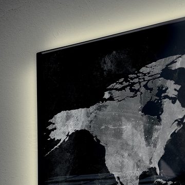 Sigel Magnettafel, Sigel Glas Magnetboard LED Beleuchtung 130x55 cm Weltkarte Wand