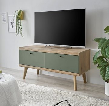 Furn.Design Lowboard Juna (TV Board in Evoke Eiche mit Salbeigrün, 107 x 50 cm), skandinavisches Design