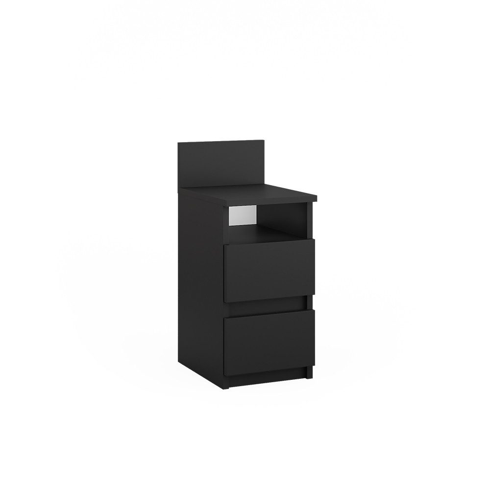 Vicco Nachtschrank Monty, Schwarz, 25 x 59.1 cm mit 2 Schubladen