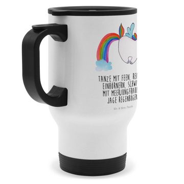 Mr. & Mrs. Panda Thermobecher Einhorn Pegasus - Weiß - Geschenk, Unicorn, Einhörner, Tasse zum Mitn, Edelstahl, Umweltfreundlich