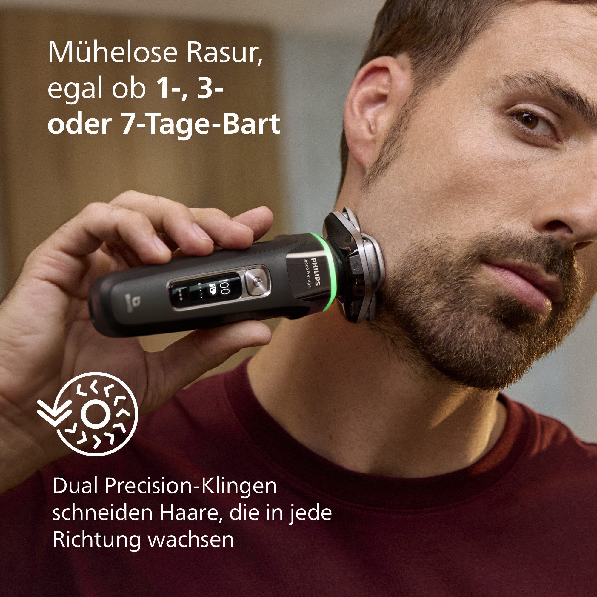 Philips Elektrorasierer Series i9000 Prestige XP9200/30, integrierter Präzisionstrimmer, mit SkinIQ Technologie, inkl. Ladestand, Reiseetui – Bild 5 von 5