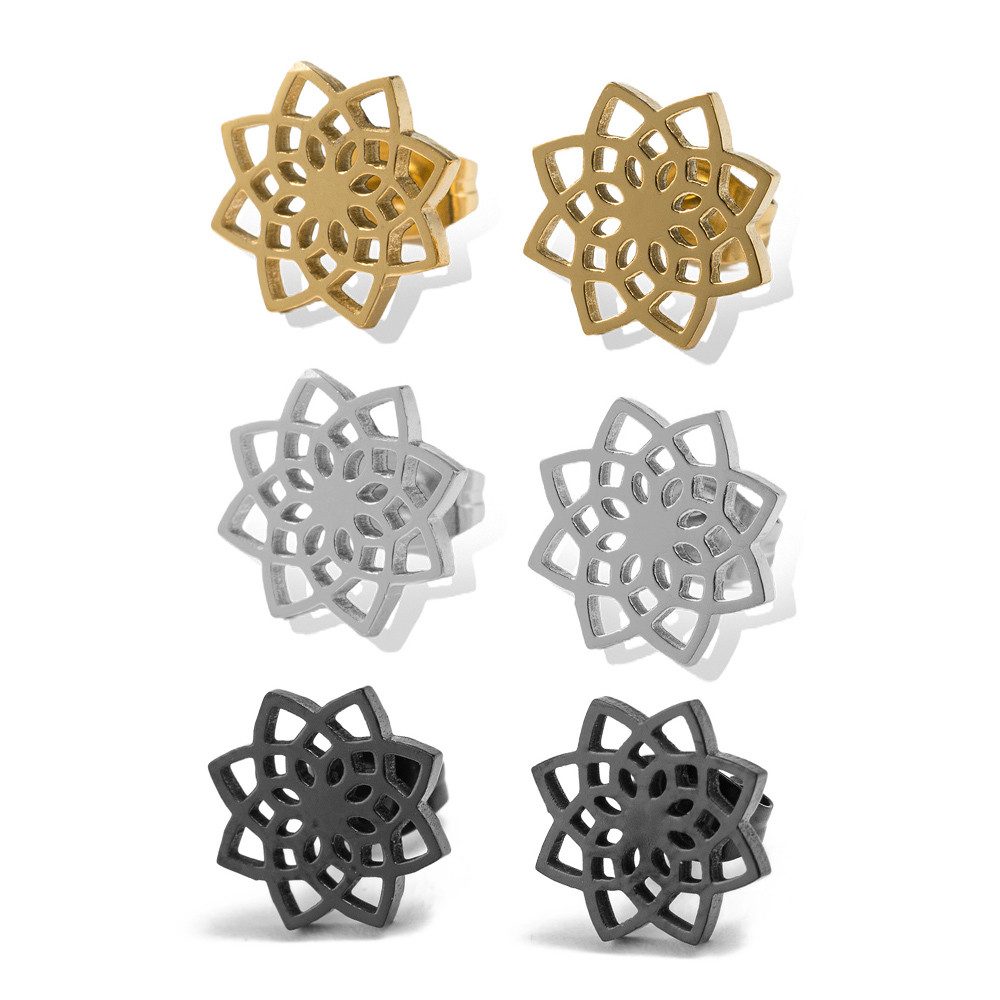 Firetti Ohrstecker-Set Multipack Schmuck Geschenk Edelstahl Ohrschmuck Ohrringe Blumen (Set, 6-tlg), Made in Germany