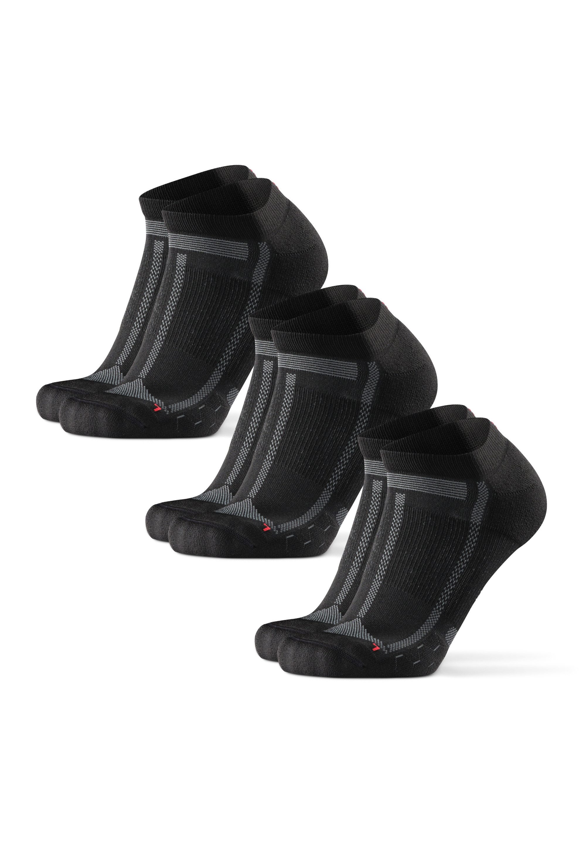 DANISH ENDURANCE Basicsocken Long Distance Low-Cut (3-Paar) kurze gepolsterte Sportsocken, Anti-Blasen, Ideal für Läufer