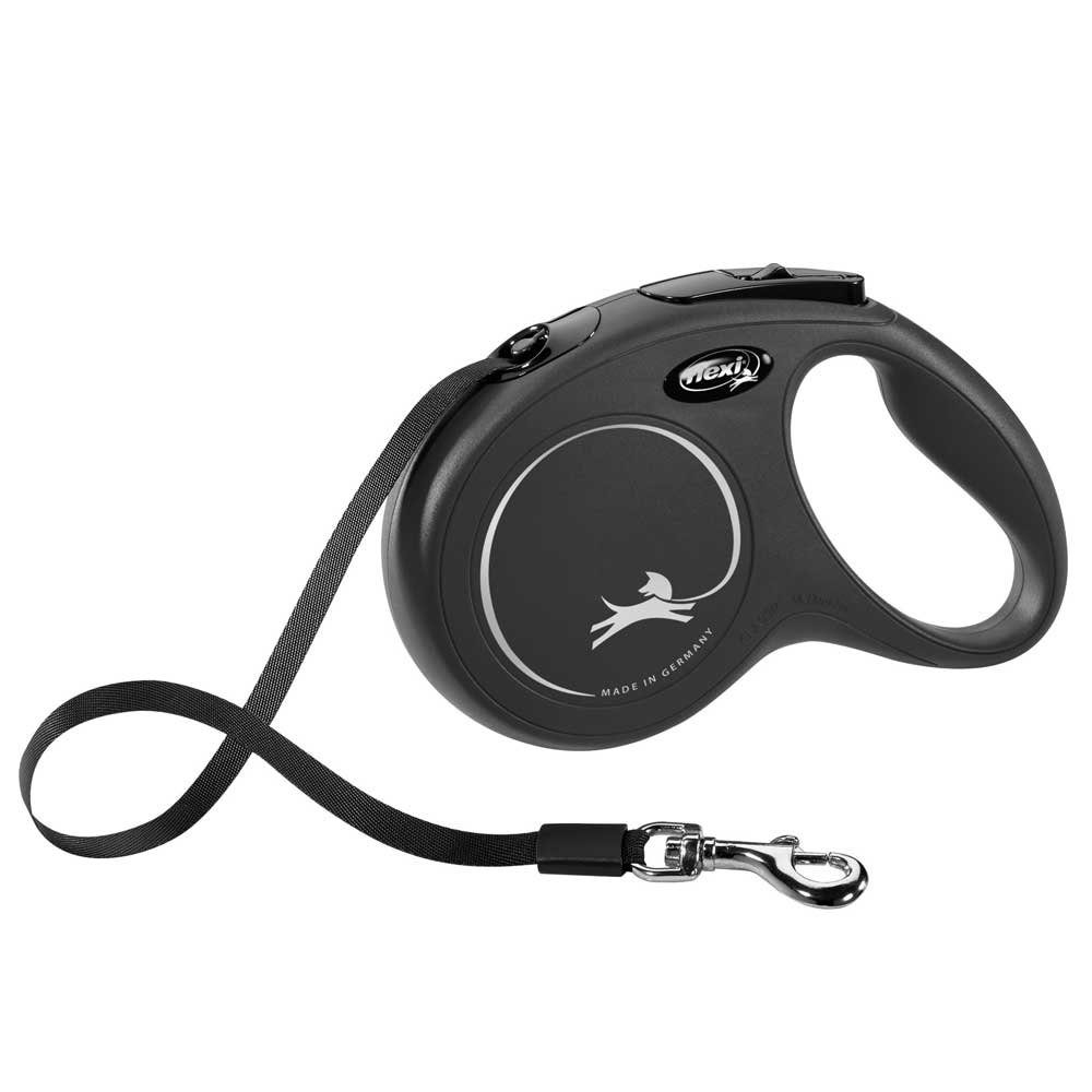 flexi Flexileine FLEXI Rollleine New CLASSIC Gurt - 5m, bis 25kg Farbe: Schwarz