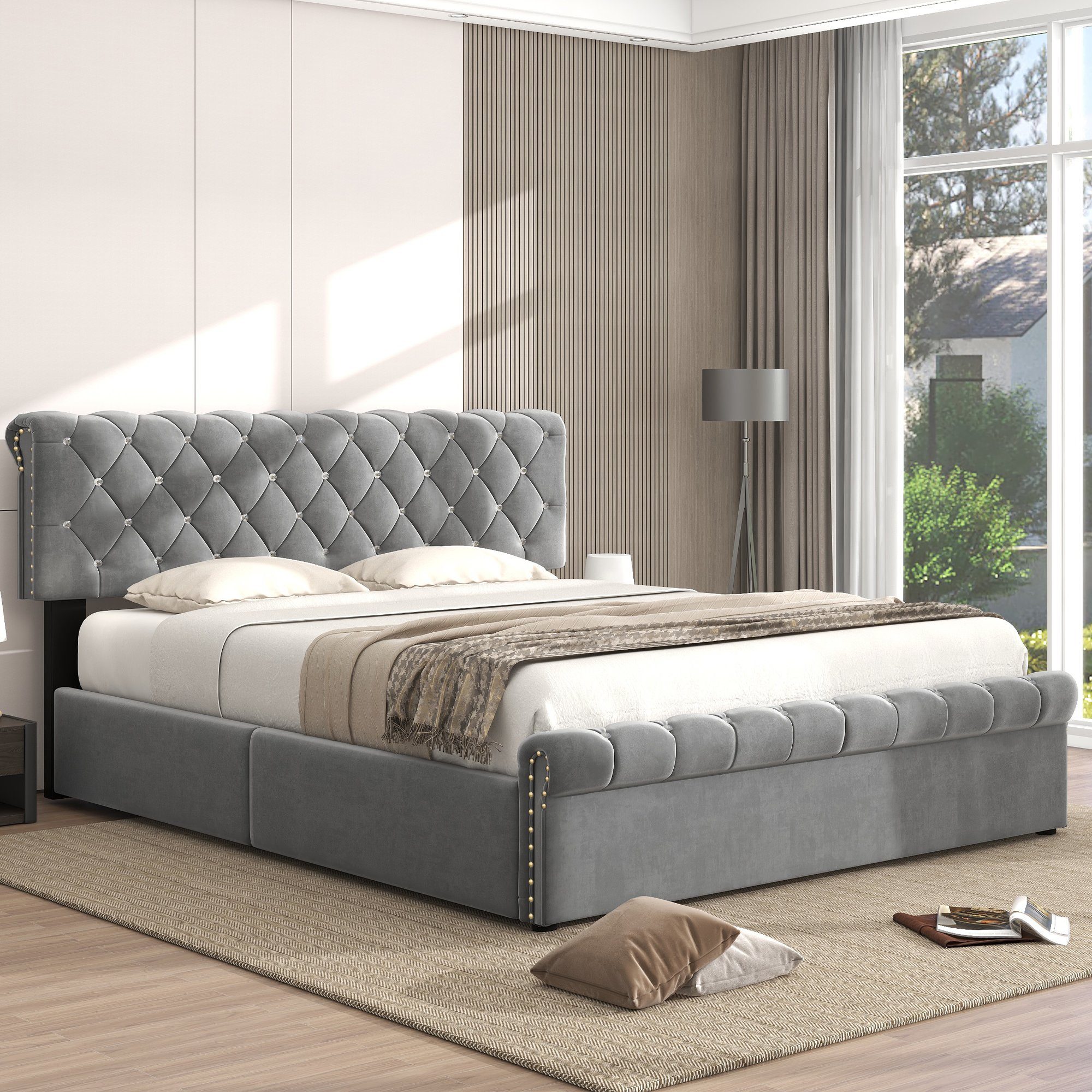 SOFTWEARY Polsterbett (Doppelbett mit Lattenrost und günstig online kaufen