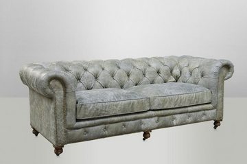 Casa Padrino Chesterfield-Sofa Chesterfield Luxus Echt Leder Sofa 2.5 Seater Vintage Leder von Galata Verde