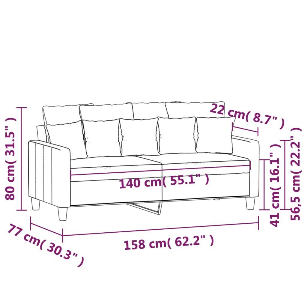 140 vidaXL Stoff Sofa 2-Sitzer-Sofa cm Dunkelgrau