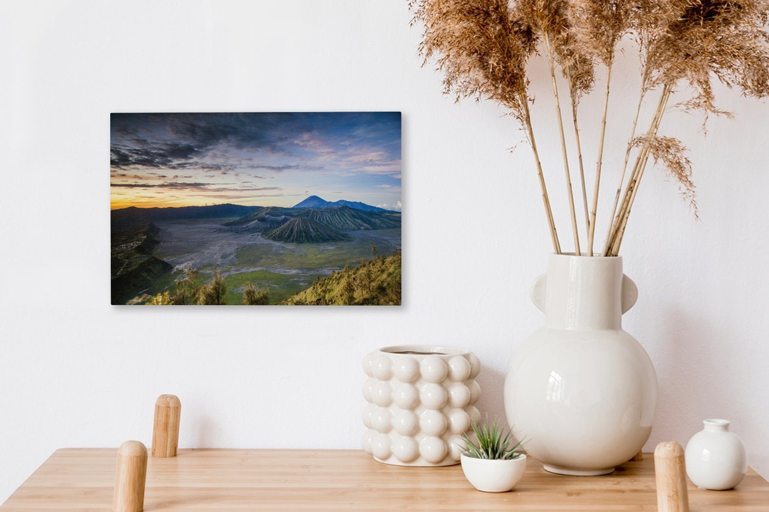 30x20 Wanddeko, Bromo, Nationalparks Landschaft Leinwandbild Vulkan in Wandbild Bromo St), Aufhängefertig, OneMillionCanvasses® Leinwandbilder, des Mount der cm Der (1