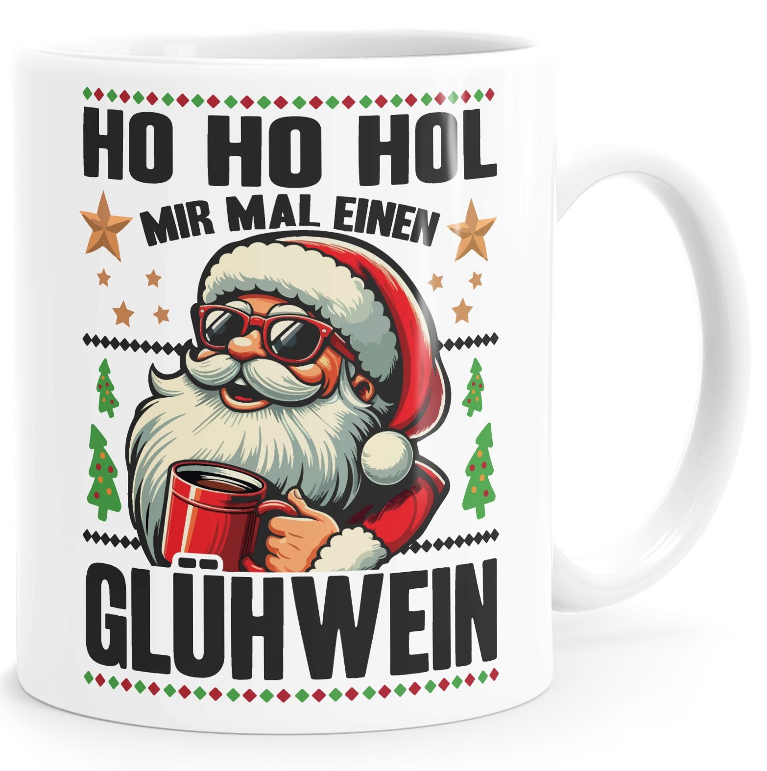 MoonWorks Tasse Tasse Weihnachten Spruch Glühwein Santa Weihnachtsmann Geschenkidee, Keramik