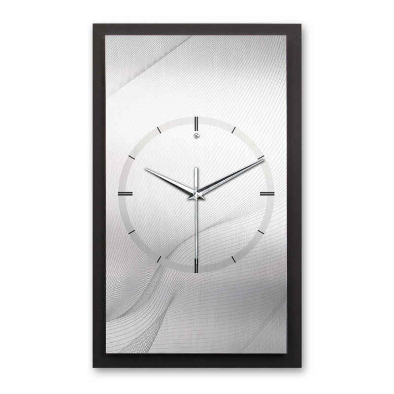 Kreative Feder Wanduhr 3D Designer-Wanduhr Silver Lines (ohne Ticken; Funk- oder Quarzuhrwerk; elegant, außergewöhnlich, modern)