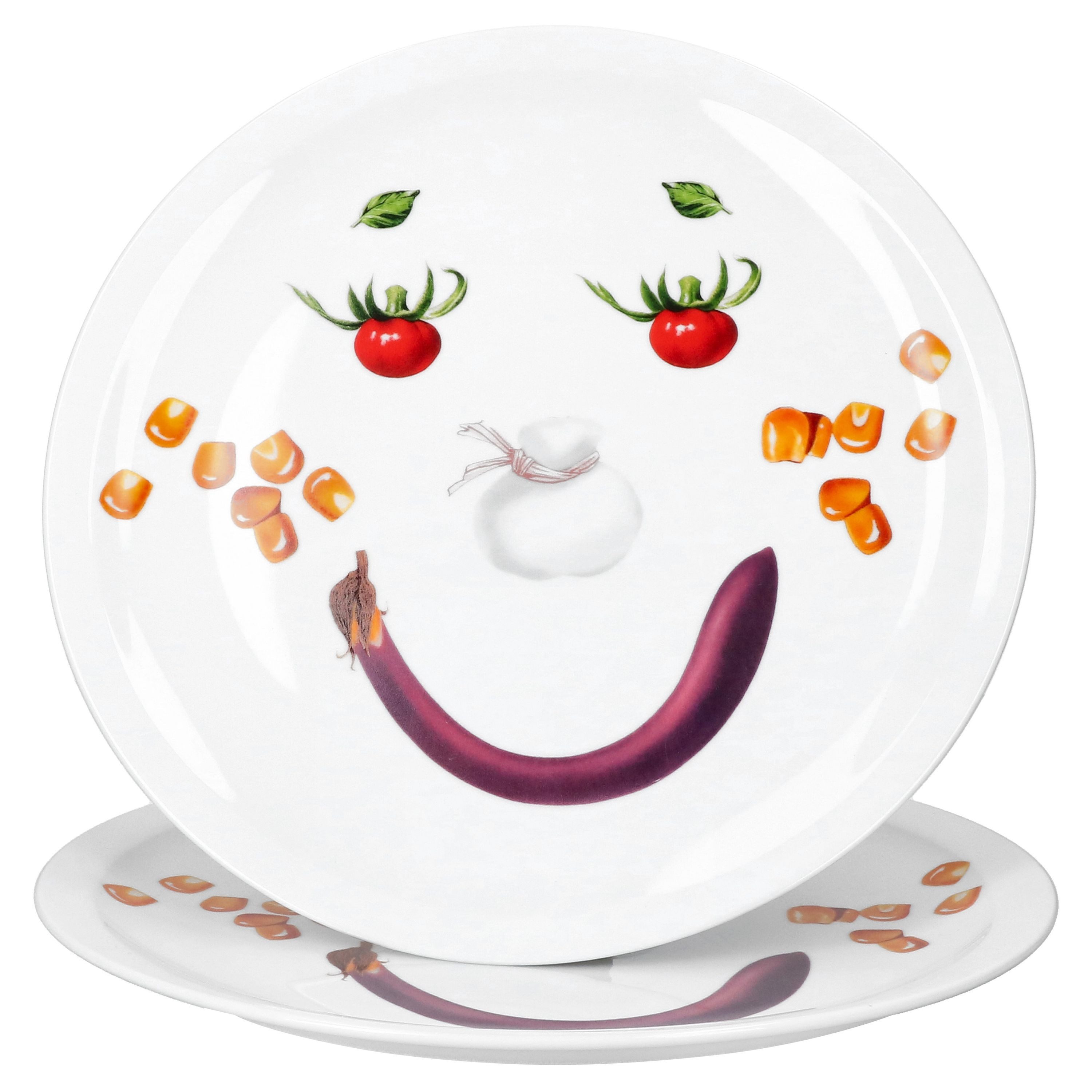 MamboCat Pizzateller 2er Set Smiley Pizzateller Ø30,5cm Servier-Platte Gemüse-Gesicht