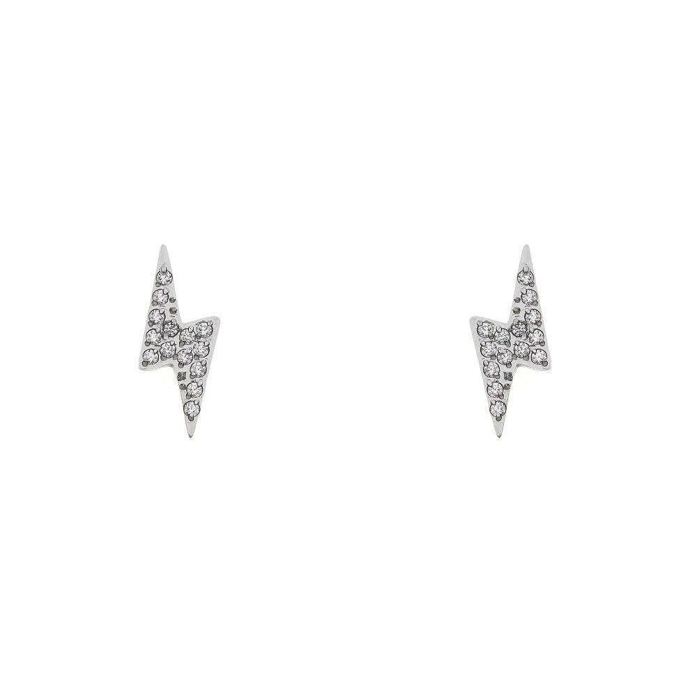 Brise Schmuck Paar Ohrstecker Damen-Edelstahlohrringe in Silber · Paar, 100 % Edelstahl · Silber · ca. 1,5 cm Breite · Blitz-Motiv