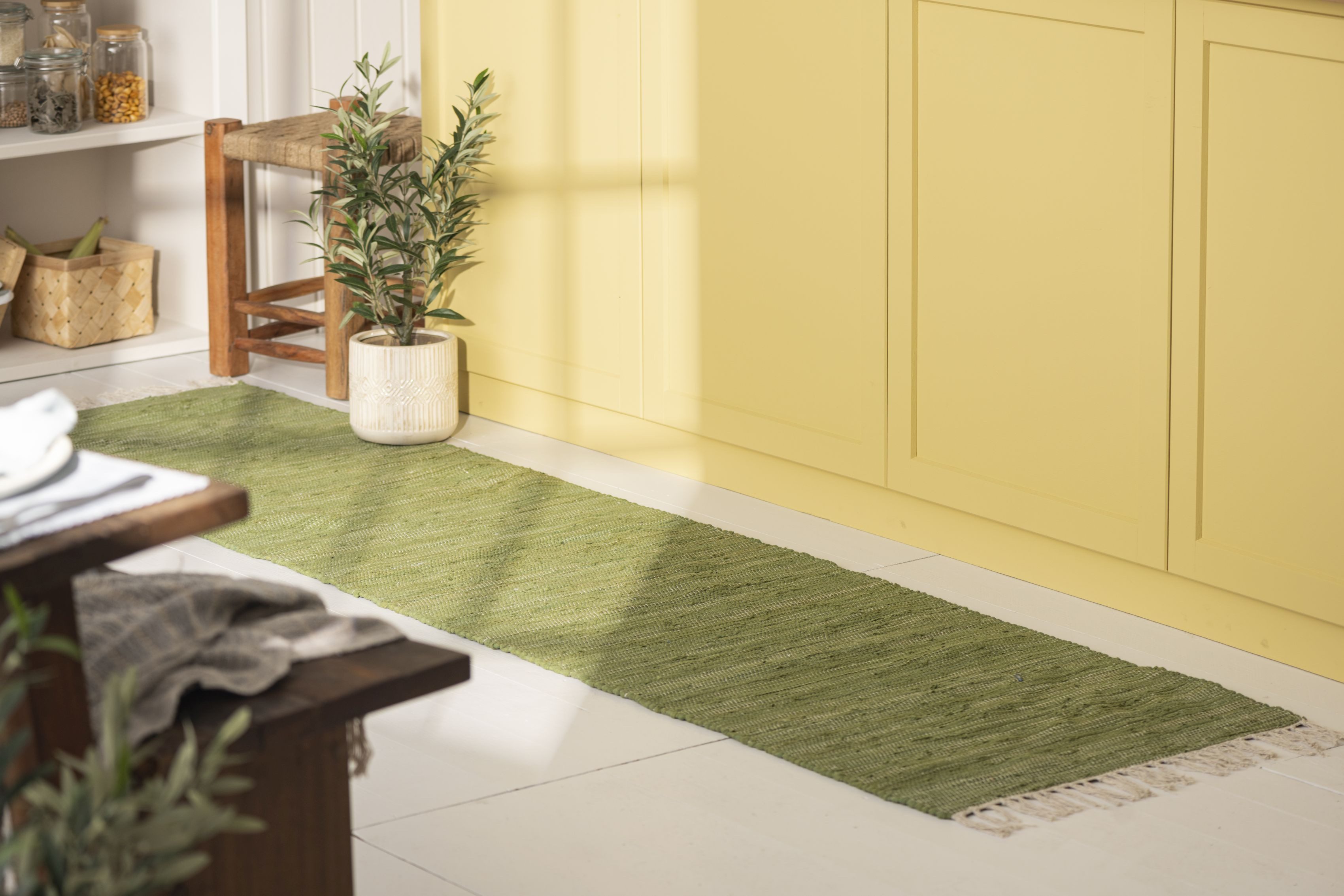 Ib Laursen Läufer Ib Laursen - Teppich Läufer Wohnraum 60x250cm Baumwolle Grün 65031-22