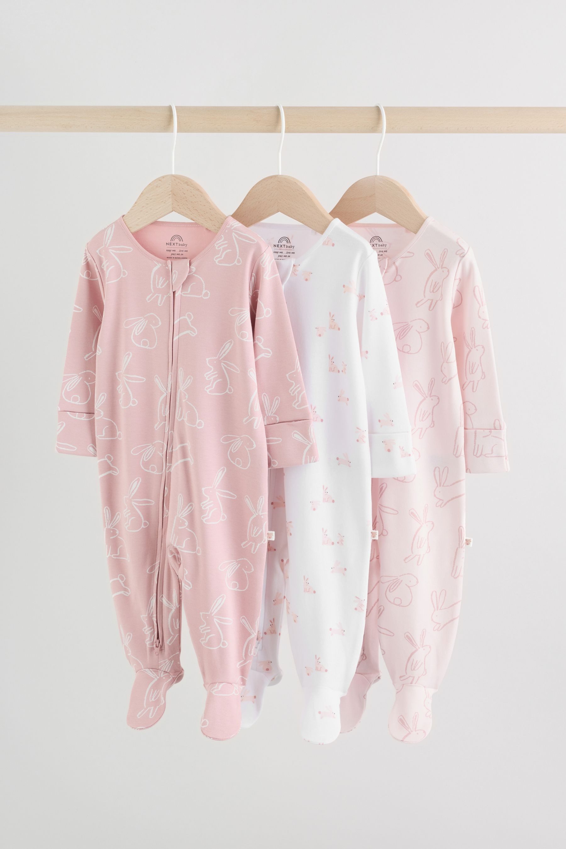 Next Schlafoverall Babyschlafanzüge mit Zweiwege-RV, 3er-Pack (3-tlg)