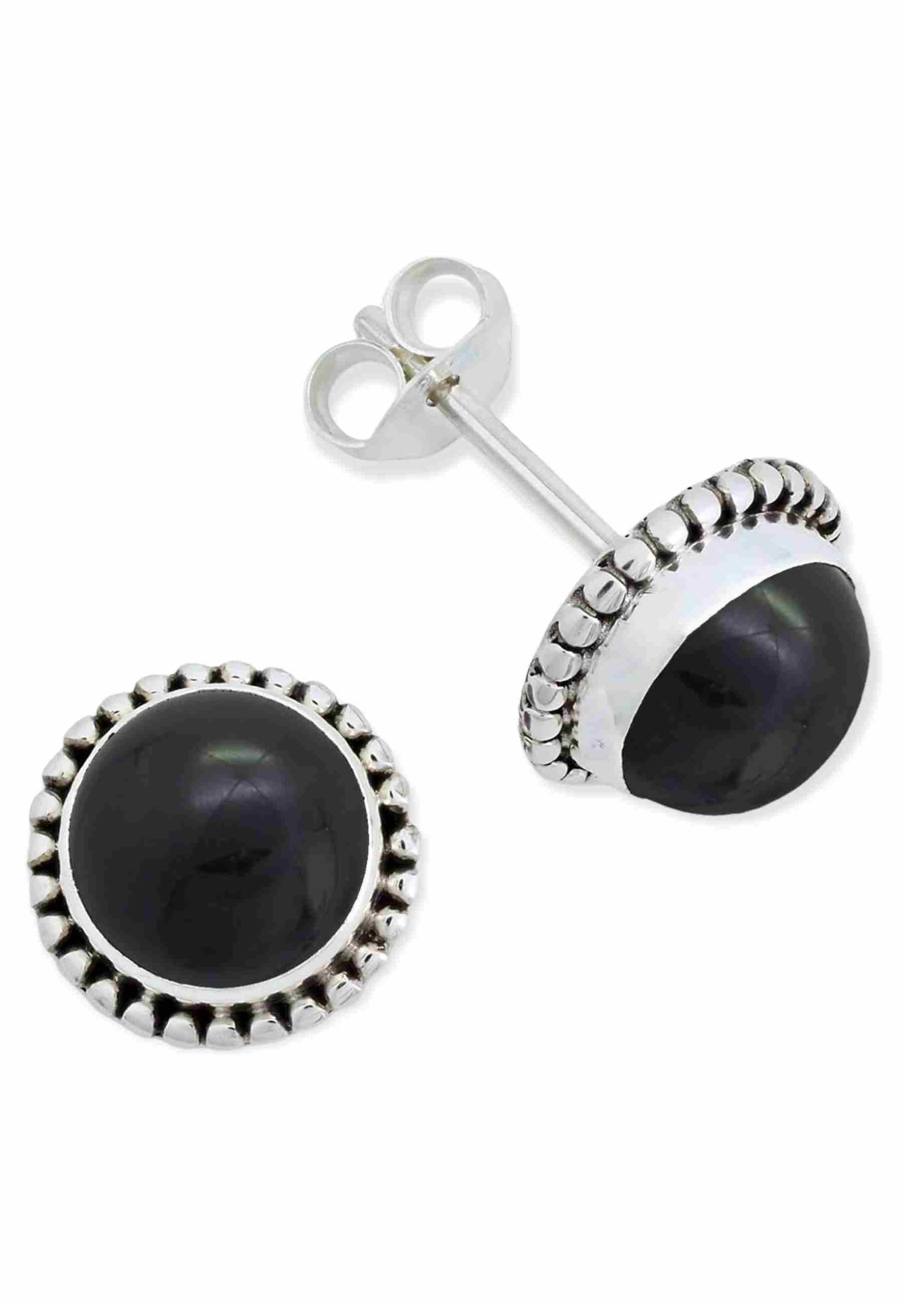 mantraroma Paar Ohrstecker PUNTI rund groß aus 925 Silber mit Onyx (Paar, P günstig online kaufen
