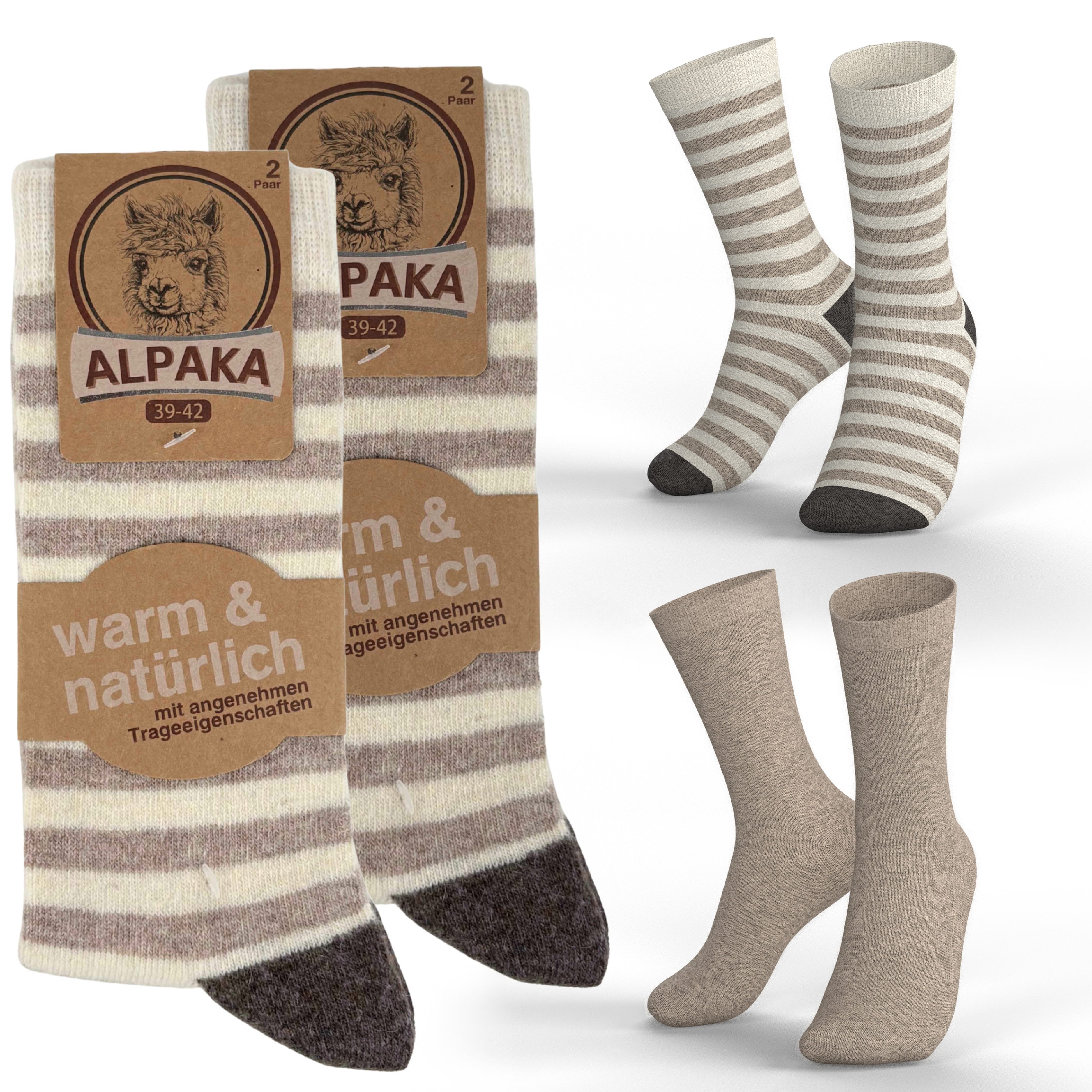 MEDOLY Thermosocken mit Alpaka- & Schafwolle (4 Paar) Wintersocken warme Wollsocken