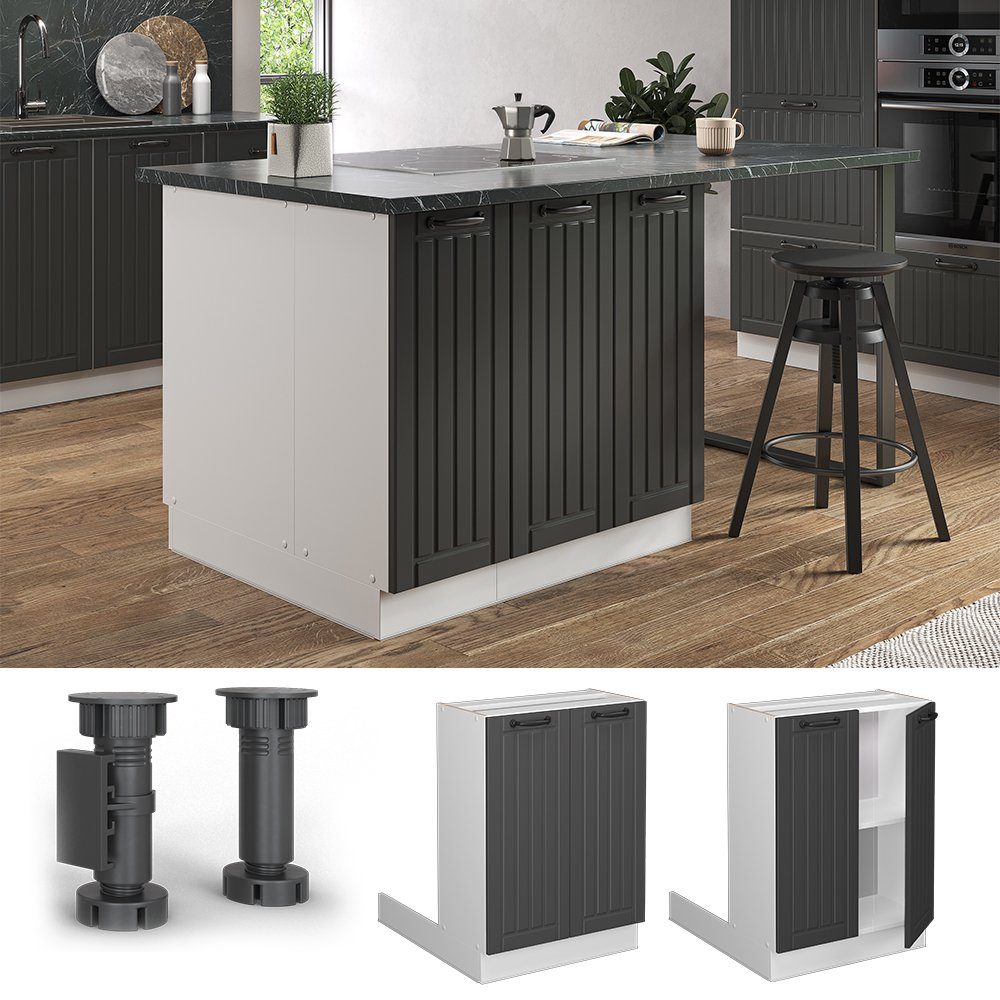 Vicco Unterschrank Fame-Line, Anthrazit/Weiß, 60 cm günstig online kaufen