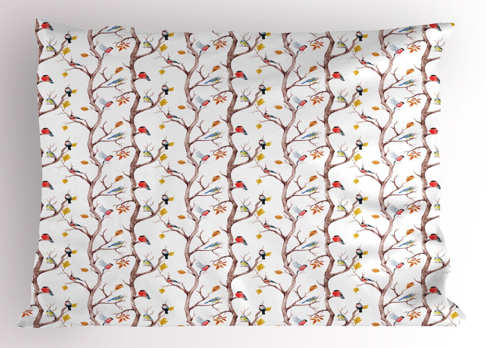 Kissenbezüge Dekorativer Standard King Size Gedruckter Kissenbezug, Abakuhaus (1 Stück), Herbst Vögel auf einem Baum Art Design