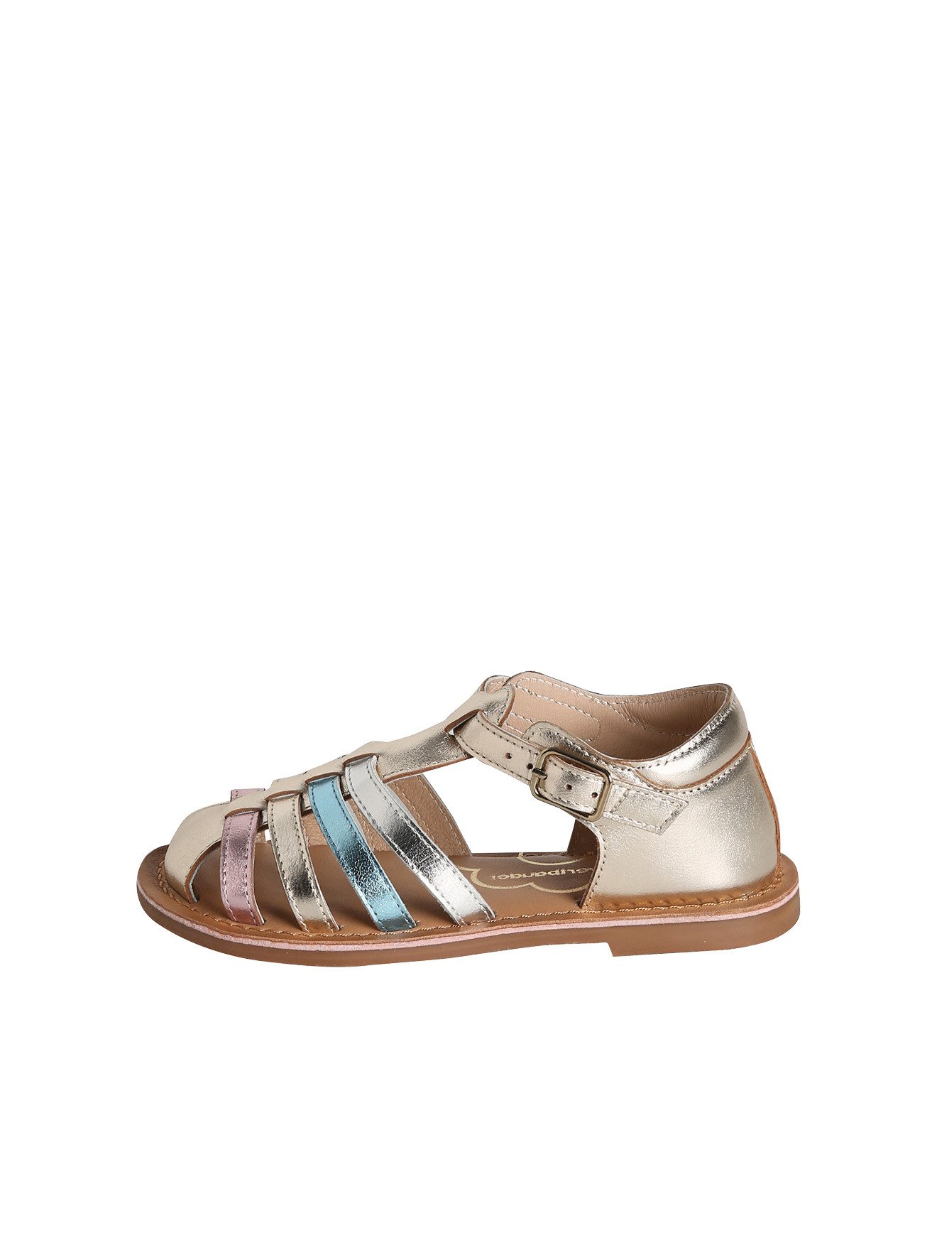 vertbaudet Metallic-Ledersandalen mit Schnallen Kinder Sandale