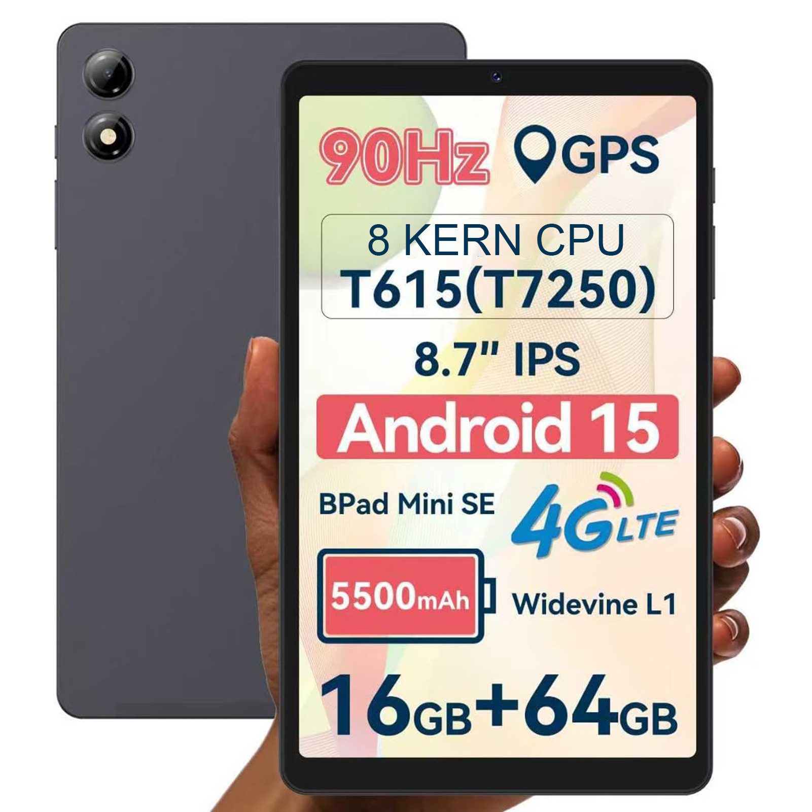 CHUWI AuPad Mini, 8.7 zoll,16(4+12)GB+ 128GB, Android 15, 4G LTE Tablet (8.7", 128 GB, Android 15, 4G LTE, Ausgestattet mit einem Kindersicherungsmodus,Benutzerhilfe)