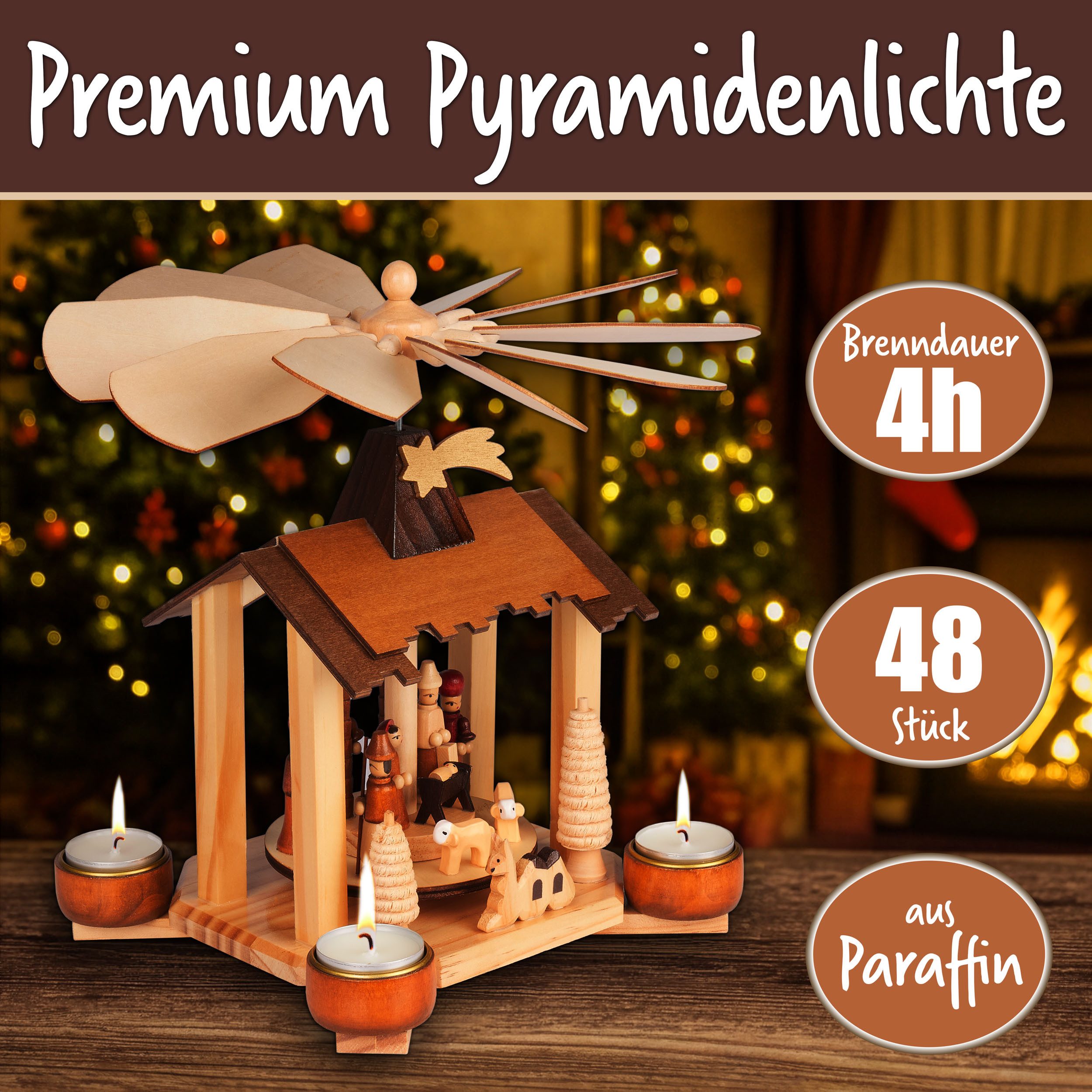 BRUBAKER Teelicht Pyramidenteelichter aus Paraffin mit Metallhülle - Pyrami günstig online kaufen