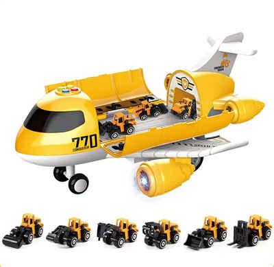 efaso Lernspielzeug XXL Flugzeug 40cm Spielzeug - Autos verstaubar, aufklappbar und mit
