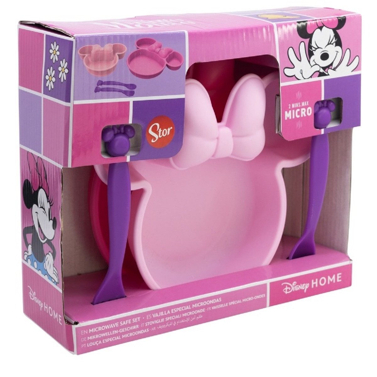 Disney Minnie Mouse Kindergeschirr-Set Kindergeschirr-Set 4-teilig – Teller, Schale & Besteck in Geschenkbox (4-tlg) – Bild 2 von 3