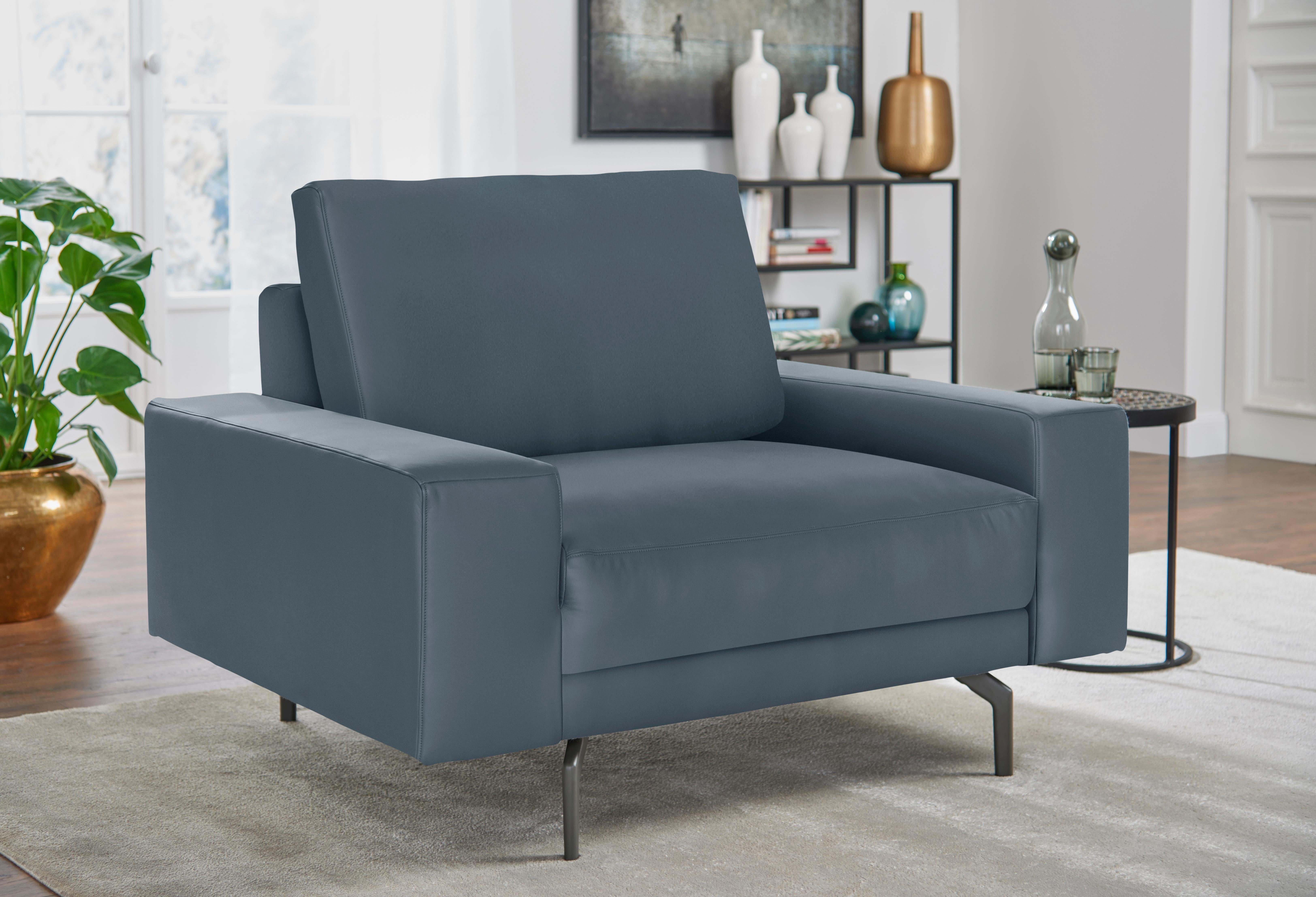 hülsta sofa Sessel hs.450, Armlehne breit niedrig, Alugussfüße in umbragrau, Breite 120 cm
