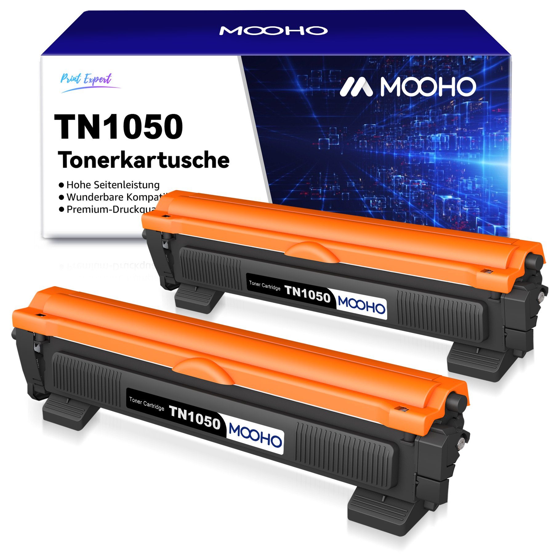MOOHO Tonerpatrone Kompatibel für Brother TN-1050 TN-2220 TN-2320 TN-2420 TN1050 2x schwarze