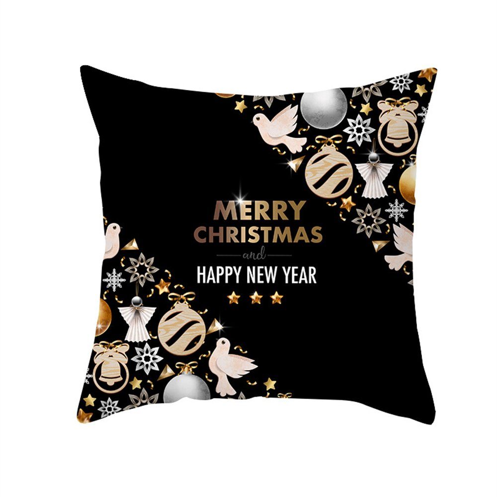 Kissenbezug Weihnachts-Kissenbezug, schwarzer Premium-Sofa-Kissenbezug 45×45cm, Rouemi Schwarz-D