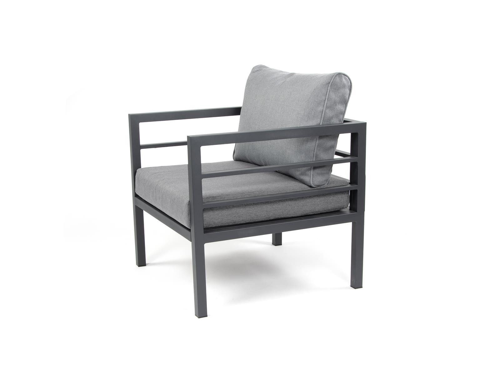 bellavista - Home&Garden® Gartenlounge-Sessel »Maia« Lounge Gartenstühle Alu Armlehnen Stühle Sessel (Set, 1-St), grau, Aluminium, wetterfest - Garten, Terrasse, Balkon & Outdoor