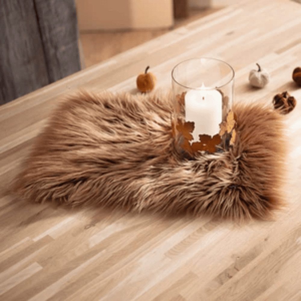 Home-trends24.de Tischläufer Deko Fell Braun Kunst Fellimitat Tisch rechtec günstig online kaufen