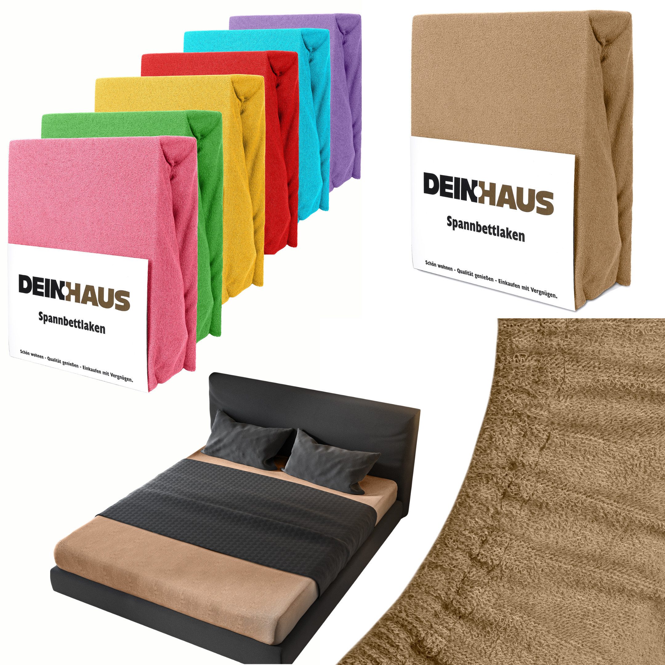 DH DEIN . HAUS Spannbettlaken Frottee SOFT, Baumwolle, Gummizug: rundum, (1 Stück), weich saugfähig atmungsaktiv Rundumgummi formstabil bis 20 cm