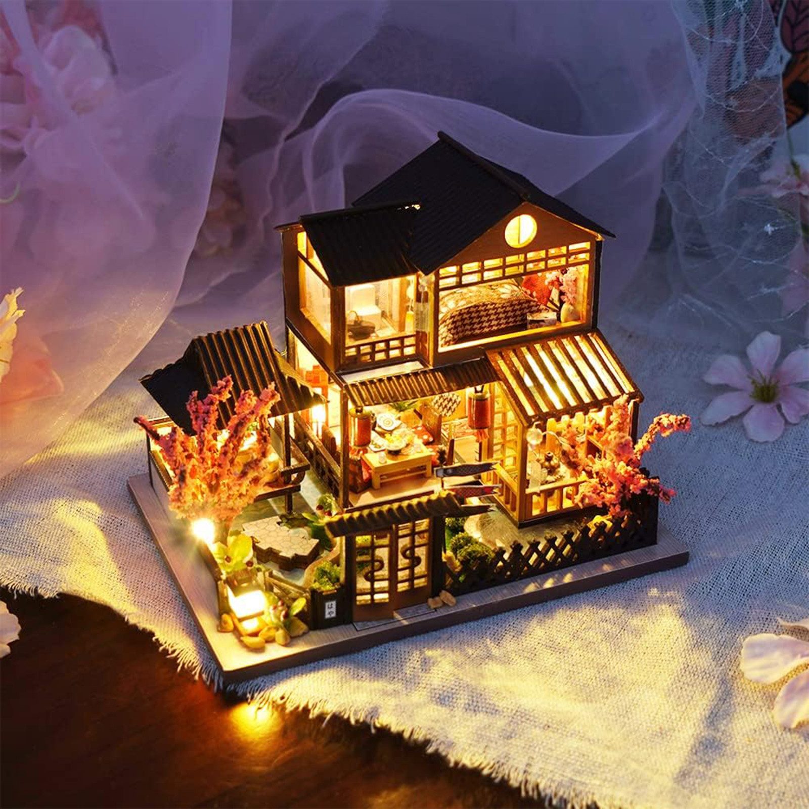 OKWISH 3D-Puzzle Holzbausatz Set DIY Miniaturhaus günstig online kaufen