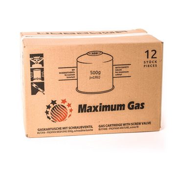 MaXimum Camping-Gas 8 x 500g Schraubkartusche: Sicher, vielseitig & einfach im Gebrauch, Schraubverschluss