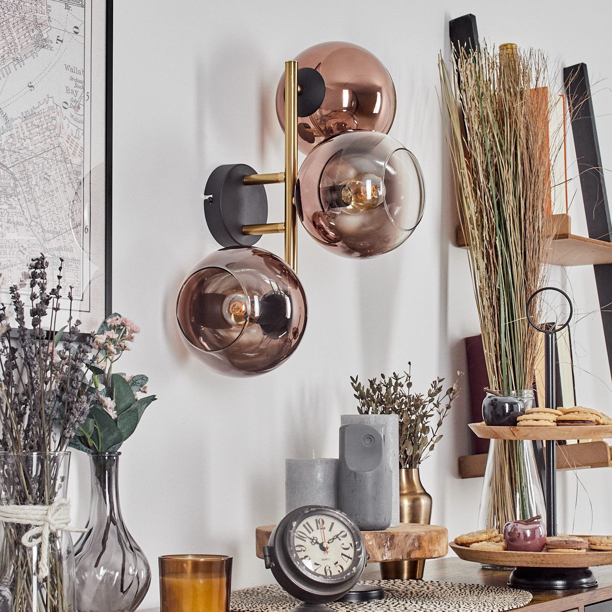 hofstein Wandleuchte Wandlampe aus Metall/Glas in günstig online kaufen