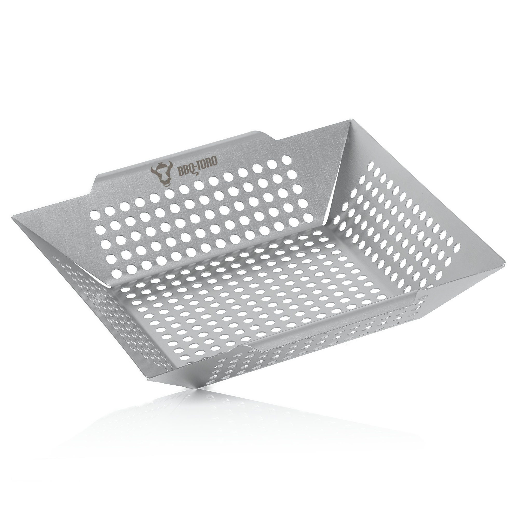 BBQ-Toro Grillrost Edelstahl Grillkorb, 30 x 30 x 5,5 cm, Grillschale für Gasgrill