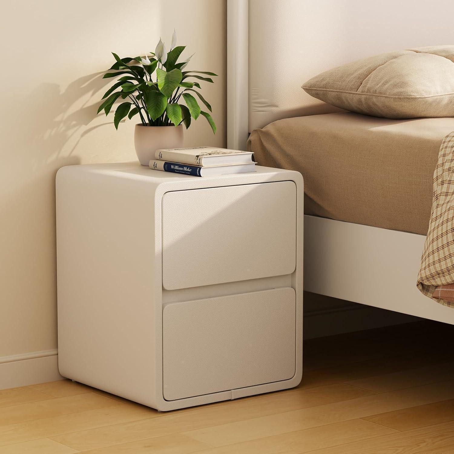 Nachttisch Nachttisch Schmal Weiß 2 Schubladen 40B cm 2 Schubladen Weiß