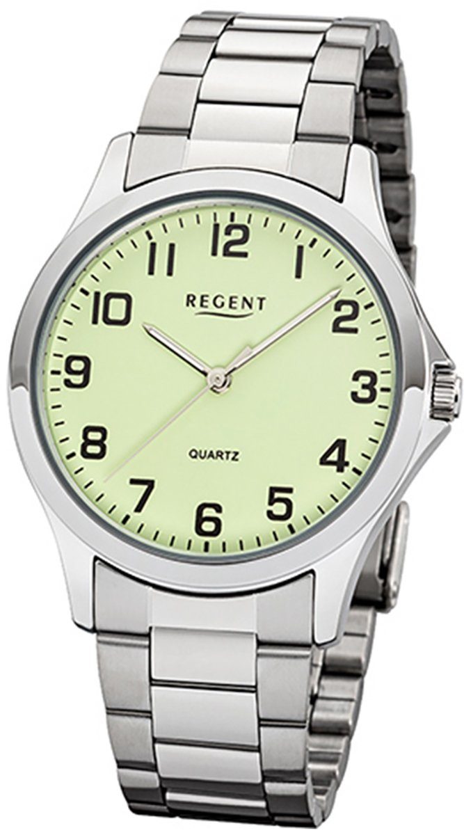 Regent Quarzuhr Regent Herren Uhr Herren 39mm), Armbanduhr mittel Metallarmband rund, 1152405 Quarz, (ca. Metall