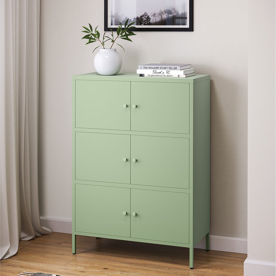 skølm Kommode Atriona, mintgrün, aus Stahl, 113,5 x 38 x 80 cm