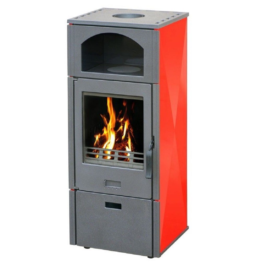 Plamen Kaminofen Laguna rot mit Herdplatte, 8 kW