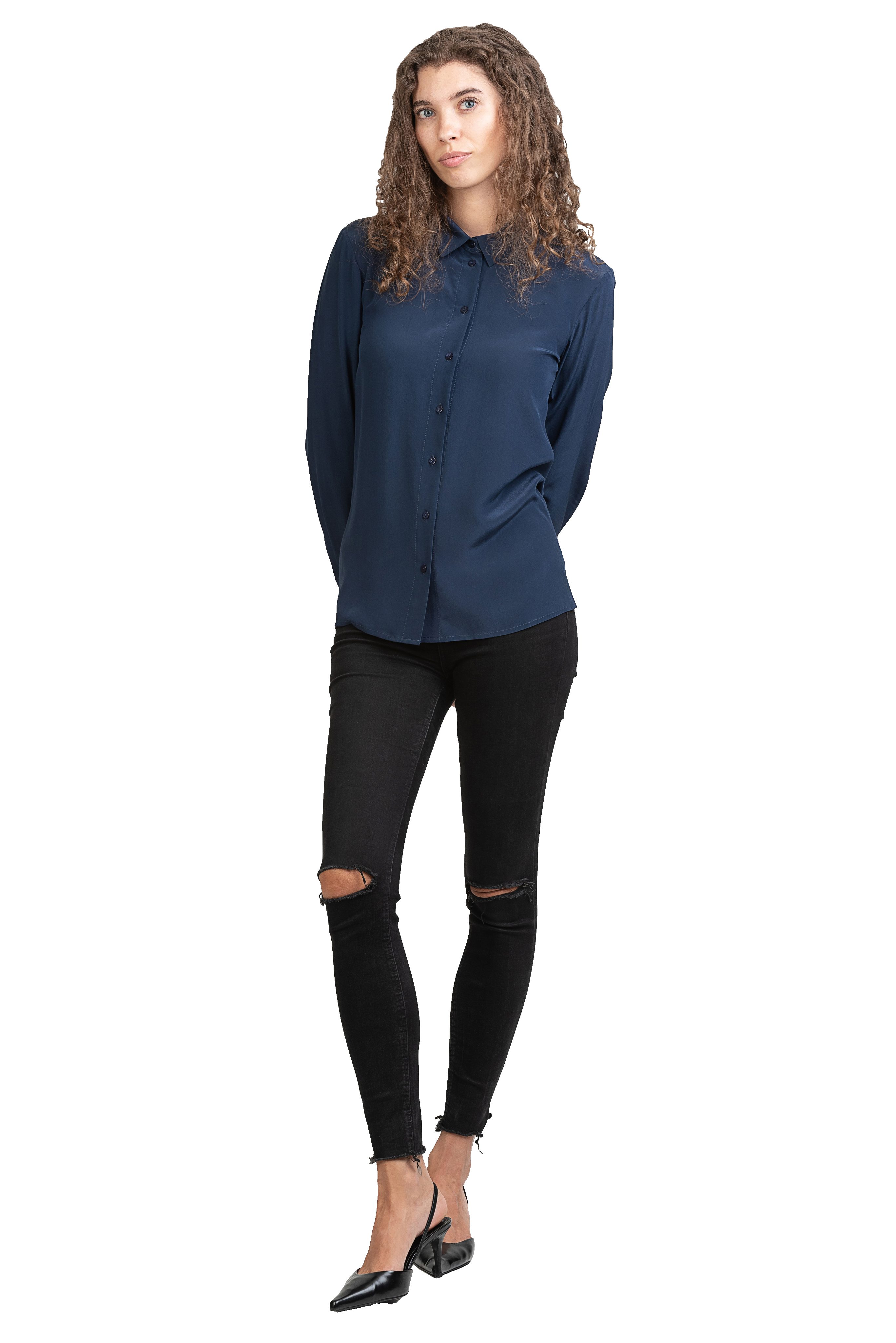 Posh Gear Seidenbluse Damen Seidenbluse Collettoseta Bluse aus 100% Seide 100% Seide