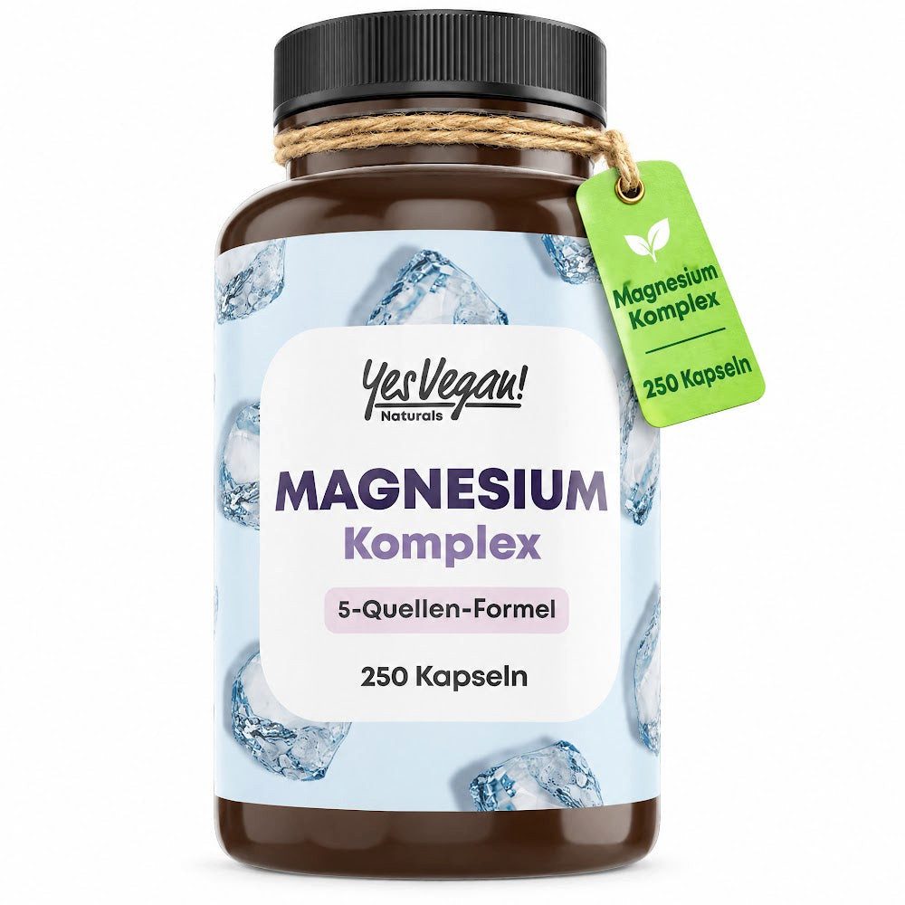 Yes Vegan Magnesium Komplex mit Bisglycinat, Citrat, Malat Kapseln, 250 St., vegan, laktosefrei, glutenfrei